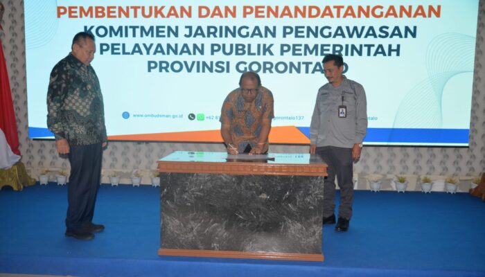 Gubernur Gusnar Perkuat Pengawasan Pelayanan Publik, Pemprov Gorontalo Teken Komitmen Bersama Ombudsman